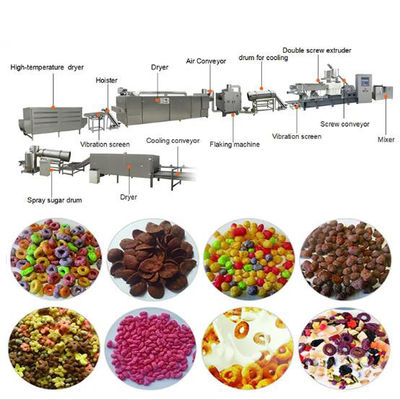 الإفطار الحبوب والذرة رقائق خط الانتاج / نفخة وجبة خفيفة آلة الطارد