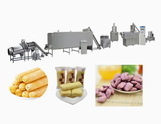 سيمنز PLC Chocos Cereals Corn Puff Snack Machine مع شاشة تعمل باللمس