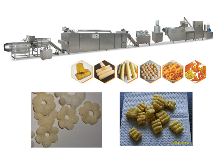دائم آلة النفخة وجبة خفيفة ، وجبات خفيفة الغذاء الذرة النفخة صنع خط CE مرت